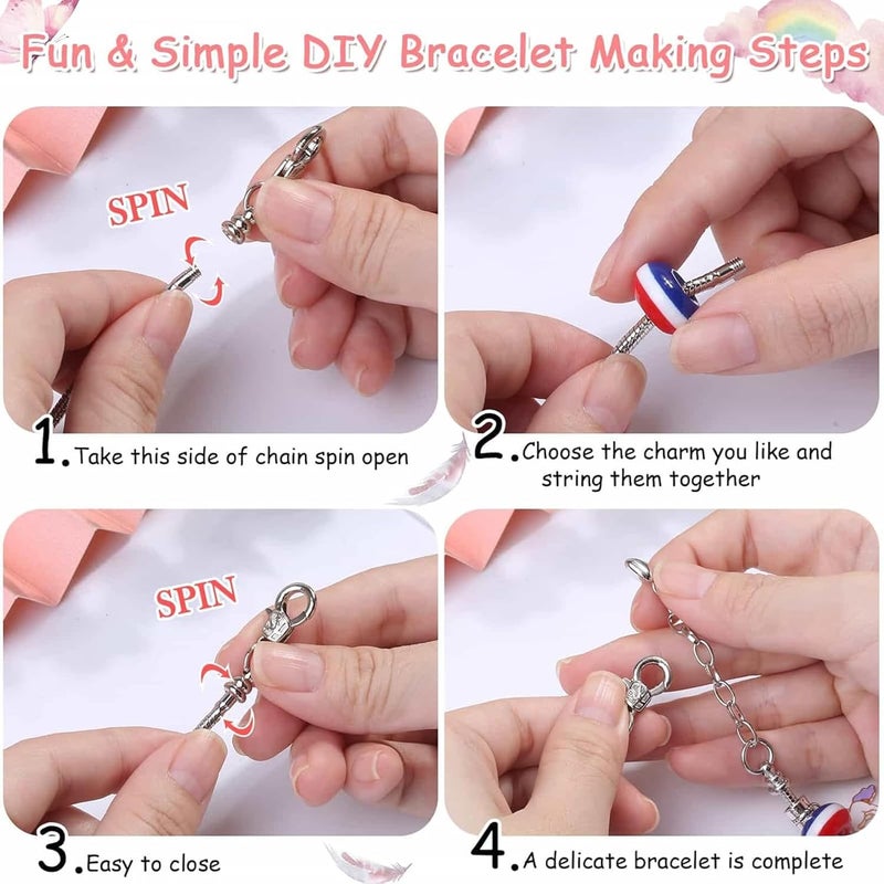 Beauenty DIY Charm Bracelet Making Kit for Girls - 99 Pieces Jewelry Set with Box - Image 4